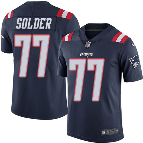 Nike Patriots #77 Nate Solder Navy Blue Men's Stitched NFL Limited Rush Jersey - Click Image to Close
